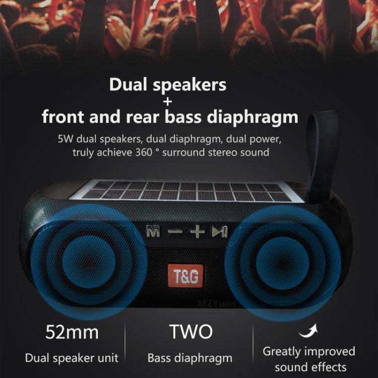 T&G TG182 Portable Column Wireless Stereo Music Box Solar Power waterproof USB AUX FM radio super bass(Grey) - Desktop Speaker by T&G | Online Shopping South Africa | PMC Jewellery | Buy Now Pay Later Mobicred