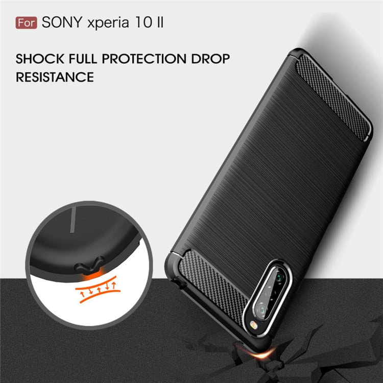 For Sony Xperia 10 II Brushed Texture Carbon Fiber TPU Case(Black) - Sony Cases by PMC TechLife | Online Shopping South Africa | PMC TechLife