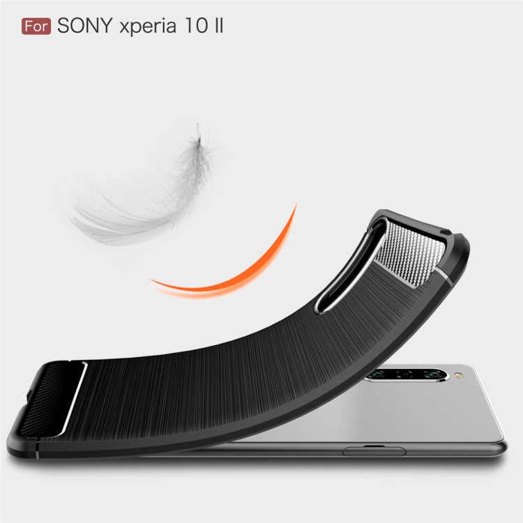 For Sony Xperia 10 II Brushed Texture Carbon Fiber TPU Case(Black) - Sony Cases by PMC TechLife | Online Shopping South Africa | PMC TechLife