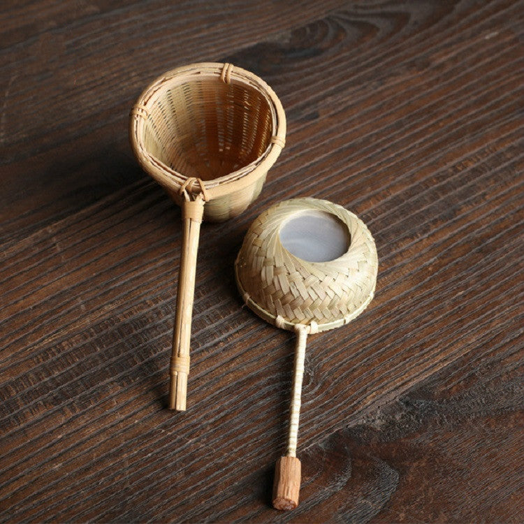 Bamboo Woven Creative Filter Reusable Filter Tea Colander Gadget, Style:Rattan Tea Drain with Handle - Tea Strainers by PMC TechLife | Online Shopping South Africa | PMC TechLife | Buy Now Pay Later Mobicred
