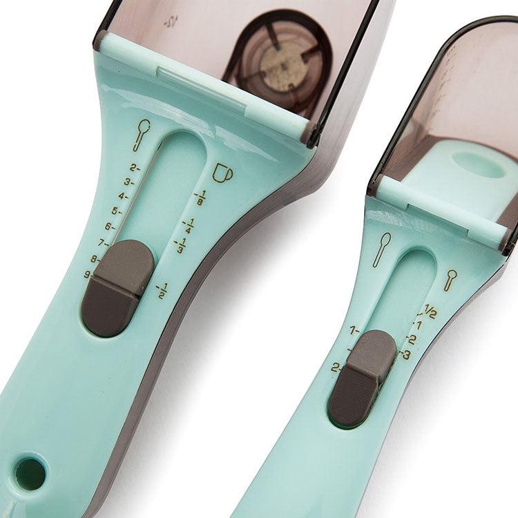 2 in 1 Kitchen Tool Plastic Measuring Spoon Adjustable Baking Tool Measuring Spoon, Specification:1 Large 1 Small Set(Light Blue) - Baking Pastry Tools by PMC TechLife | Online Shopping South Africa | PMC TechLife