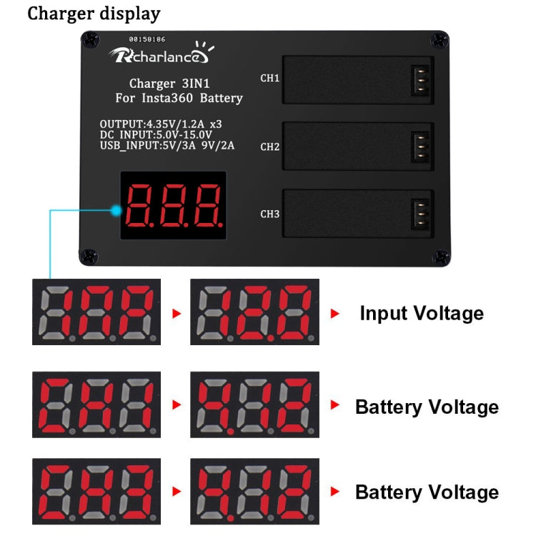 Micro USB Triple Battery Charger for Insta360 ONE X Panoramic Camera(Eu Plug) - Others by PMC TechLife | Online Shopping South Africa | PMC TechLife | Buy Now Pay Later Mobicred