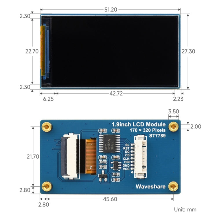 Waveshare 1.9inch 262K Colors 170x320 LCD Display Module for Raspberry Pi Pico, SPI Interface, 23822 - LCD & LED Display Module by Waveshare | Online Shopping South Africa | PMC TechLife | Buy Now Pay Later Mobicred