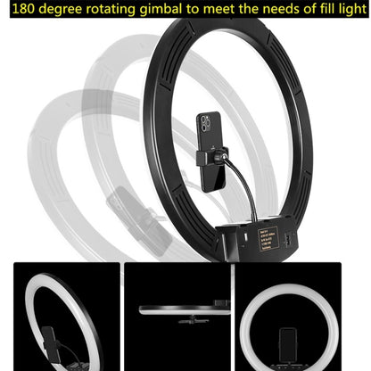 14 inch+Phone Clip Dimmable Color Temperature LED Ring Fill Light Live Broadcast Set With 2.1m Tripod Mount, CN Plug - Ring Light by PMC Jewellery | Online Shopping South Africa | PMC Jewellery | Buy Now Pay Later Mobicred