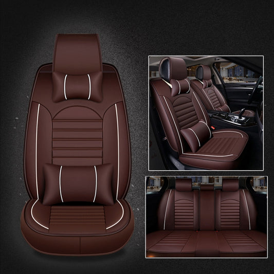 Universal PU Leather Car Seat Cover Coffee Deluxe - Seat Accessories by PMC Jewellery | Online Shopping South Africa | PMC Jewellery | Buy Now Pay Later Mobicred