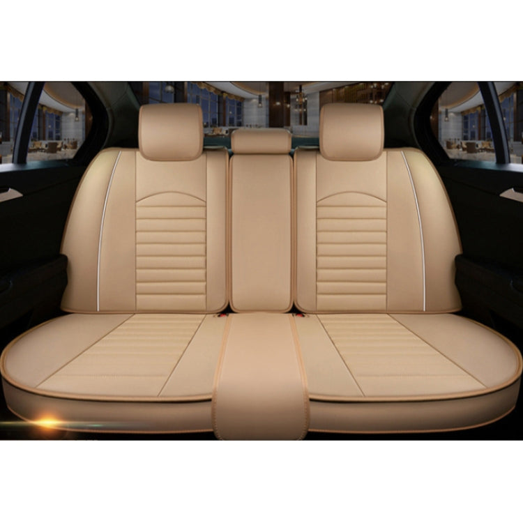 Universal PU Leather Car Seat Cover Beige Deluxe - Seat Accessories by PMC TechLife | Online Shopping South Africa | PMC TechLife | Buy Now Pay Later Mobicred
