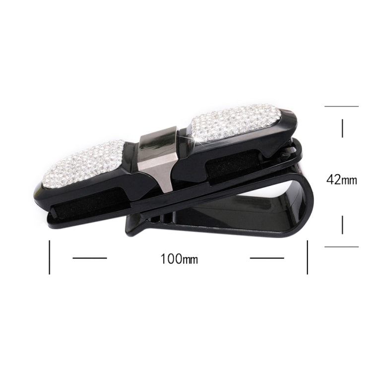 Diamond Mounted Rotating Car Glasses Clip Card Paper Holder Clips(Bright Black) - Sunglasses & Glasses Clips by Dabond | Online Shopping South Africa | PMC Jewellery | Buy Now Pay Later Mobicred