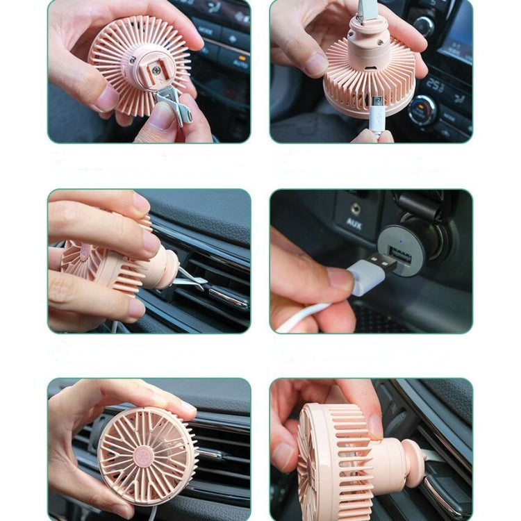 Car Vent Fan Multi-function USB Interface Mini LED Lamp Car Fan(Pink) - Heating & Fans by PMC TechLife | Online Shopping South Africa | PMC TechLife | Buy Now Pay Later Mobicred