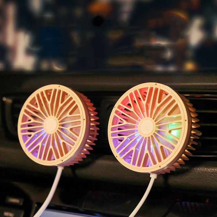 Car Vent Fan Multi-function USB Interface Mini LED Lamp Car Fan(Yellow) - Heating & Fans by PMC TechLife | Online Shopping South Africa | PMC TechLife | Buy Now Pay Later Mobicred