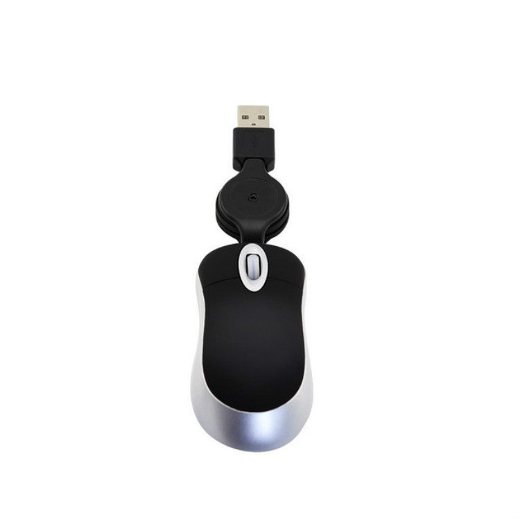 Mini Computer Mouse Retractable USB Cable Optical Ergonomic1600 DPI Portable Small Mice for Laptop(Black) - Wired Mice by PMc TechLife | Online Shopping South Africa | PMc TechLife | Buy Now Pay Later Mobicred