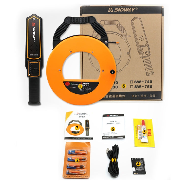 SNDWAY Pipe Scanner Thickness PVC Pipe Blockage Width Measuring Instrument, Specification:SW730 Standard (30 meters) - Coating Thickness Gauge by SNDWAY | Online Shopping South Africa | PMC Jewellery | Buy Now Pay Later Mobicred