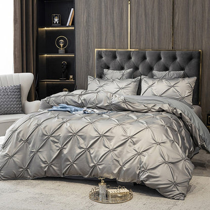 Washed Silk Flower Quilt Cover Bed Linings, Size:2.3x2.6m Three Piece Set(Silver Grey) - Bedding by PMC Jewellery | Online Shopping South Africa | PMC Jewellery