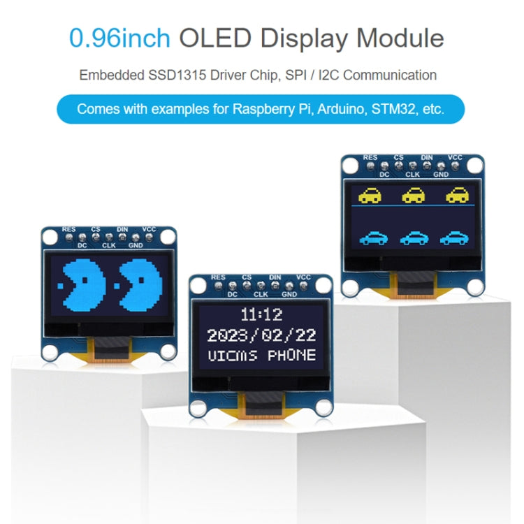 Waveshare 0.96 inch OLED Display Module, 128×64 Resolution, SPI / I2C Communication(E Blue) - Boards & Shields by Waveshare | Online Shopping South Africa | PMC Jewellery | Buy Now Pay Later Mobicred