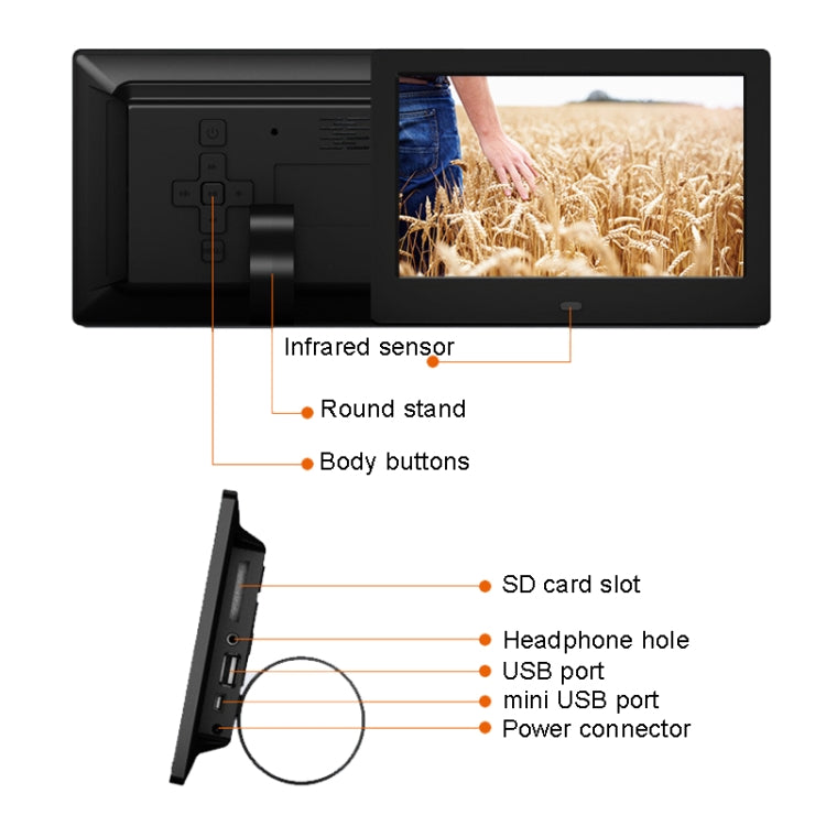 DPF-706-2.4G 7 inch Digital Photo Frame LED Wall Mounted Advertising Machine, Plug:AU Plug(White) - 1.5-7.0 inch by PMC TechLife | Online Shopping South Africa | PMC TechLife | Buy Now Pay Later Mobicred