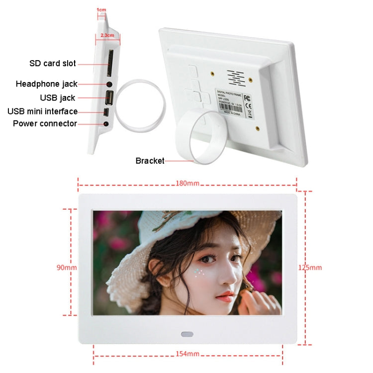 DPF-706 7 inch Digital Photo Frame LED Wall Mounted Advertising Machine, Plug:EU Plug(White) - free shipping - PMC TechLife - Order now!
