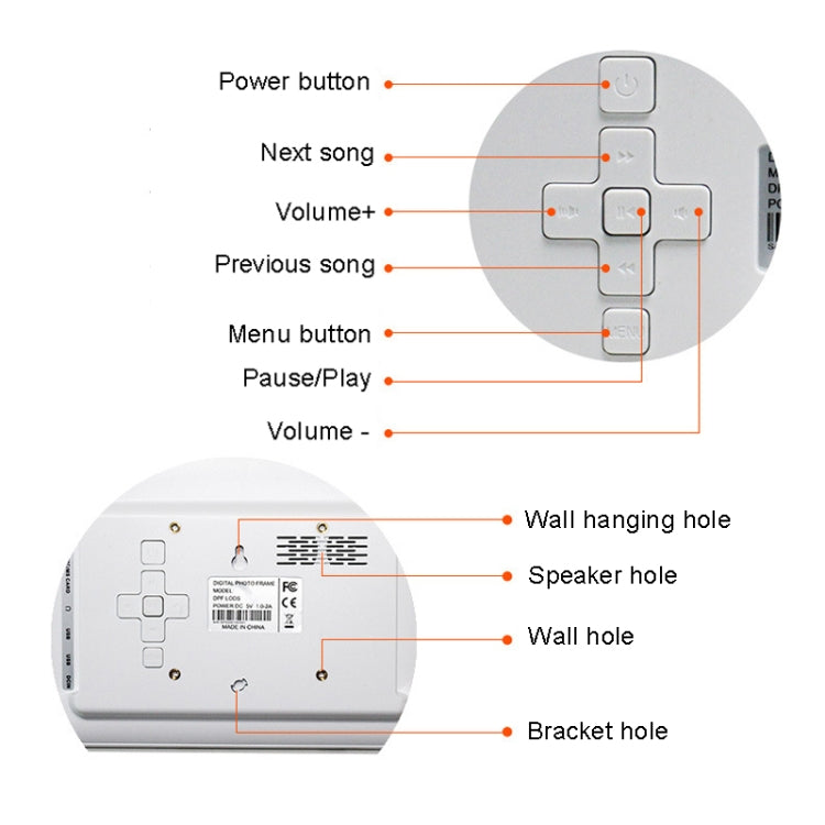 DPF-706 7 inch Digital Photo Frame LED Wall Mounted Advertising Machine, Plug:EU Plug(White) - free shipping - PMC TechLife - Order now!