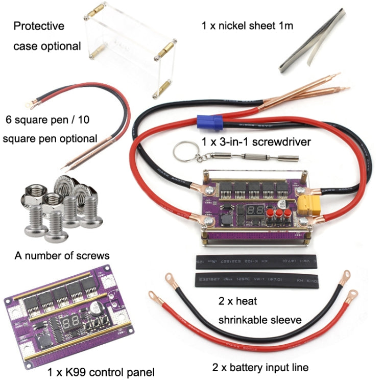 Compatible Version 12V Digital Display DIY Battery Spot Welding Machine Pen Control, Style:6 Square Pen With Case - Others by PMC TechLife | Online Shopping South Africa | PMC TechLife | Buy Now Pay Later Mobicred