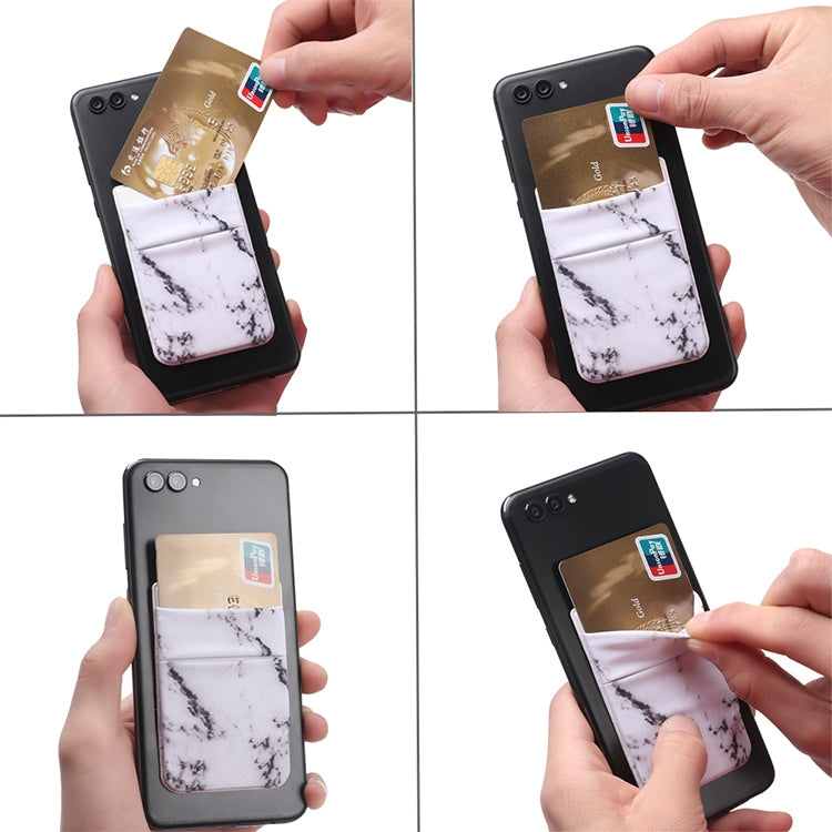 Marble Pattern Road Stretch Phone Back Plastic Card Holder Sticky Phone Clip(White) - Card & Passport Bags by PMc TechLife | Online Shopping South Africa | PMc TechLife | Buy Now Pay Later Mobicred