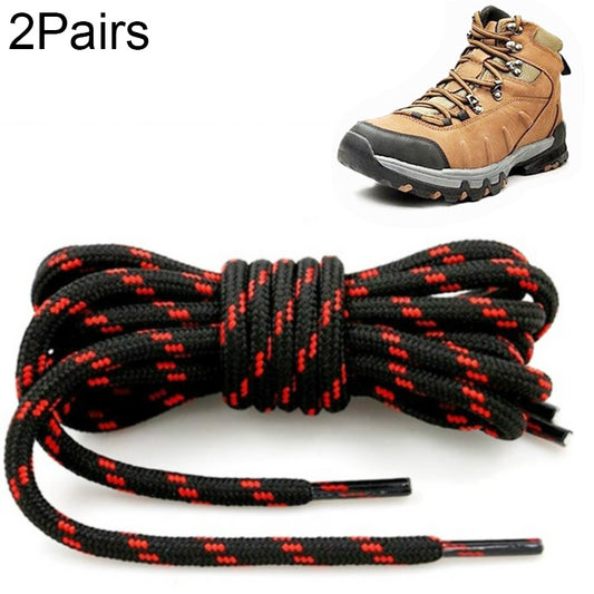 2 Pairs Round High Density Weaving Shoe Laces Outdoor Hiking Slip Rope Sneakers Boot Shoelace, Length:140cm(Black-Red) - shoelaces by PMC Jewellery | Online Shopping South Africa | PMC Jewellery