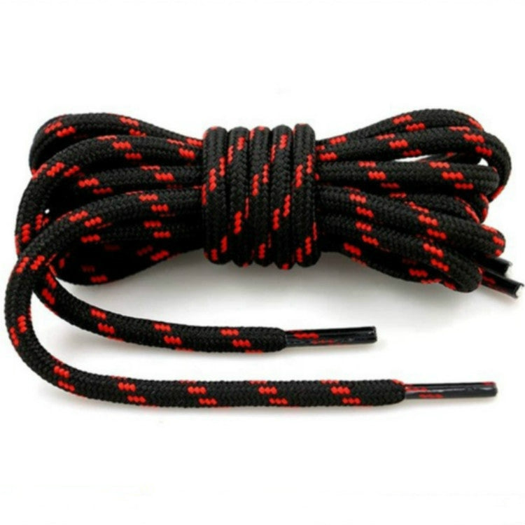 2 Pairs Round High Density Weaving Shoe Laces Outdoor Hiking Slip Rope Sneakers Boot Shoelace, Length:140cm(Black-Red) - shoelaces by PMC Jewellery | Online Shopping South Africa | PMC Jewellery