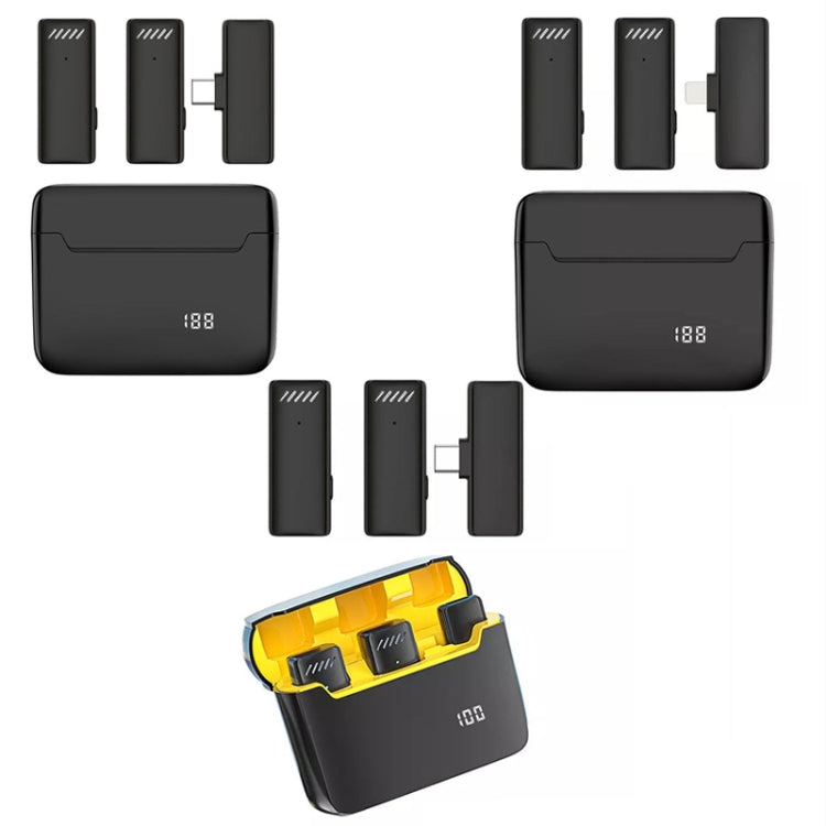S13 One To Two Yellow Case USB-C/Type-C Interface Wireless Lavalier Noise Canceling Microphone with Charging Case - Microphone by PMC TechLife | Online Shopping South Africa | PMC TechLife | Buy Now Pay Later Mobicred