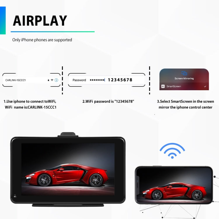 A3135 7 Inch HD Wired Smart Screen With Wireless CarPlay + Android Auto + Android With With 16G Memory Card - Car MP3 & MP4 & MP5 by PMC Jewellery | Online Shopping South Africa | PMC Jewellery | Buy Now Pay Later Mobicred