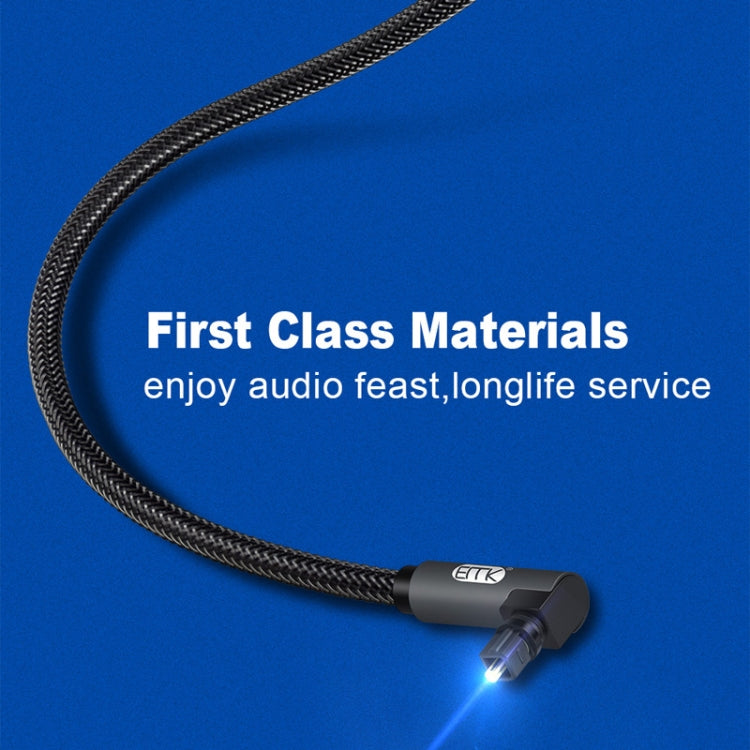 EMK 90 Degree Swivel Adjustable Right Angled 360 Degrees Rotatable Plug Nylon Woven Mesh Optical Audio Cable, Cable Length:1.5m(Black) - Audio Optical Cables by EMK | Online Shopping South Africa | PMC TechLife | Buy Now Pay Later Mobicred