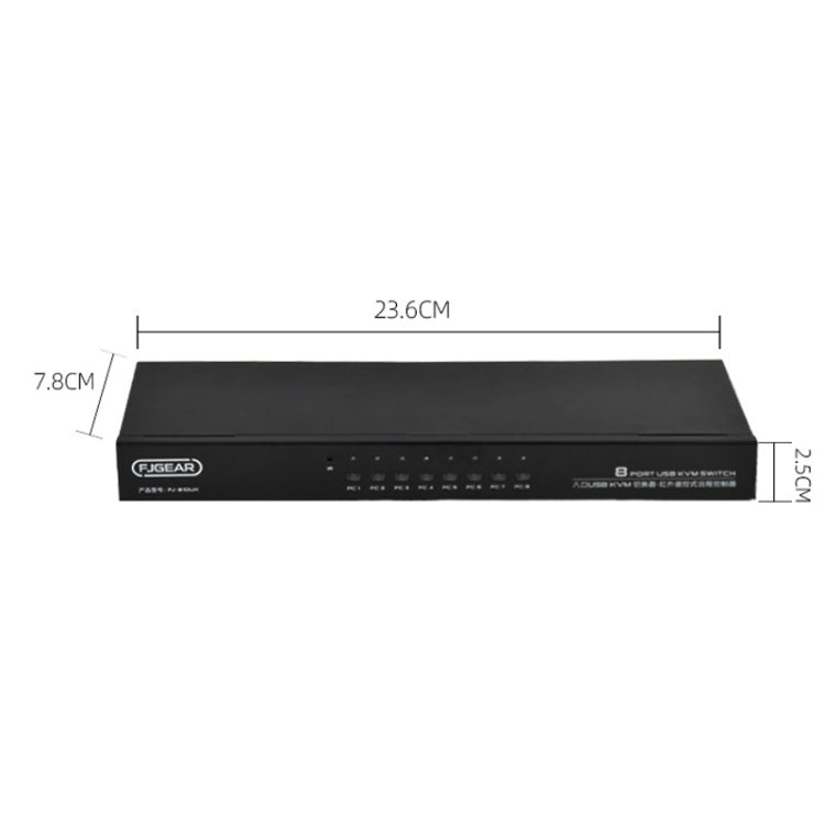 FJGEAR FJ-810UK 8 In 1 Out USB KVM Switcher With Desktop Switch, Plug Type:EU Plug(Black) - free shipping - PMC Jewellery - Order now!