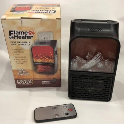 Flame Simulation Mini Portable Desktop Heater, Style:With Remote Control, Plug Type:UK(Black) - Electric Heaters by PMC Jewellery | Online Shopping South Africa | PMC Jewellery | Buy Now Pay Later Mobicred