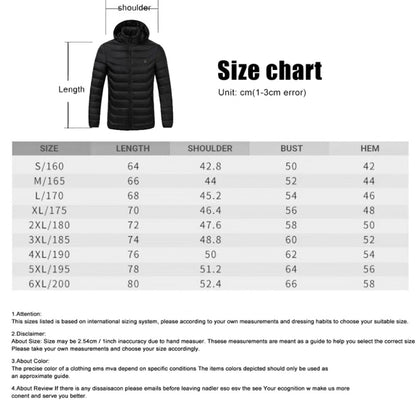 19 Zone 4 Control Blue USB Winter Electric Heated Jacket Warm Thermal Jacket, Size: XXXXXXL - Down Jackets by PMC Jewellery | Online Shopping South Africa | PMC Jewellery