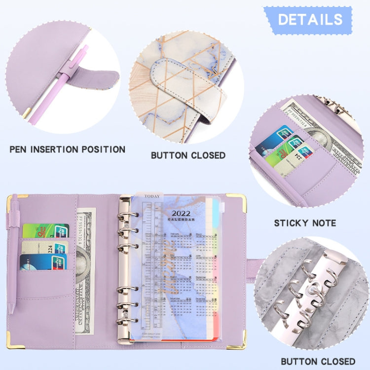 A6 Loose-leaf Notebook Budget Book Marbled Handbook,Style: Basic Model(Purple) - Notebooks by PMc TechLife | Online Shopping South Africa | PMc TechLife | Buy Now Pay Later Mobicred
