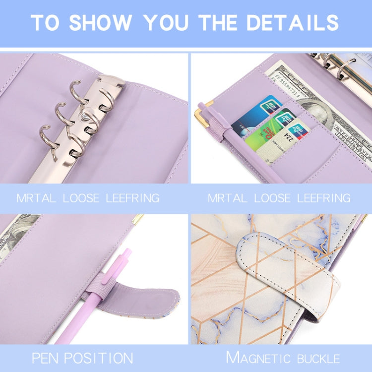 A6 Loose-leaf Notebook Budget Book Marbled Handbook,Style: Basic Model(Purple) - Notebooks by PMc TechLife | Online Shopping South Africa | PMc TechLife | Buy Now Pay Later Mobicred