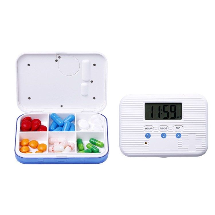 Regular Reminder Compartment Electronic Pill Box 6 Grid Electronic Version Mini Sealed Pill Box(Blue) - free shipping - PMC TechLife - Order now!