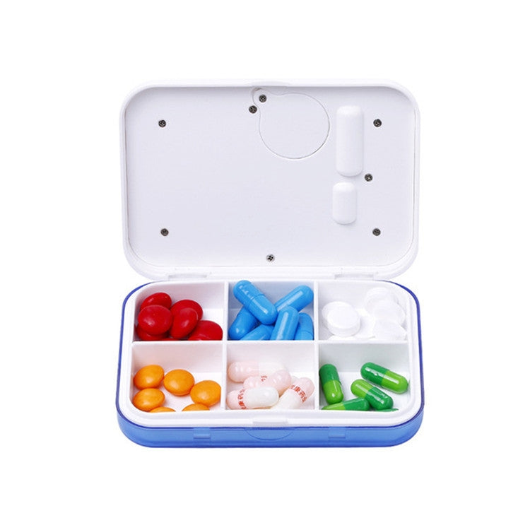 Regular Reminder Compartment Electronic Pill Box 6 Grid Electronic Version Mini Sealed Pill Box(Blue) - free shipping - PMC TechLife - Order now!