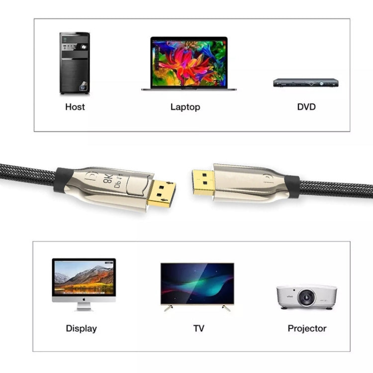 2m 1.4 Version DP Cable Gold-Plated Interface 8K High-Definition Display Computer Cable OD6.0MM 30AWG With Nylon Mesh(Gray) -  by PMC Jewellery | Online Shopping South Africa | PMC Jewellery | Buy Now Pay Later Mobicred