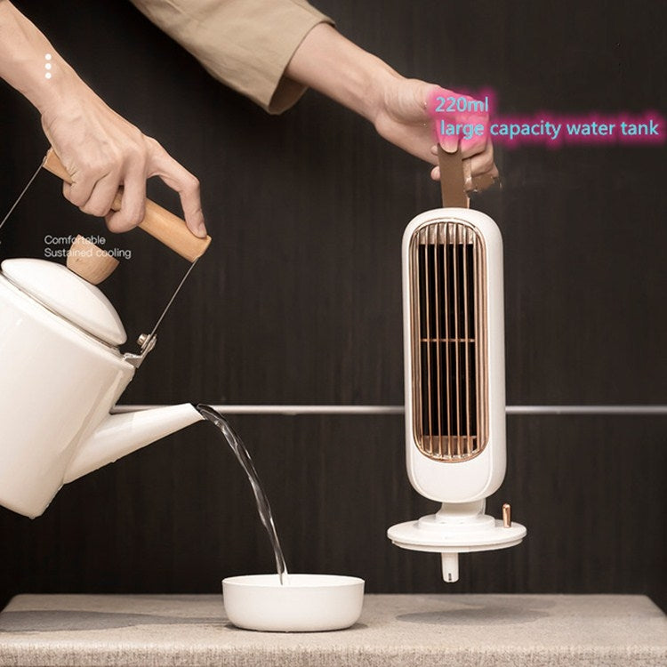 Retro Humidification Tower Fan USB Leafless Fan Water Cooling Spray Humidification Desktop Fan Cooler(White) - Electric Fans by PMC Jewellery | Online Shopping South Africa | PMC Jewellery | Buy Now Pay Later Mobicred