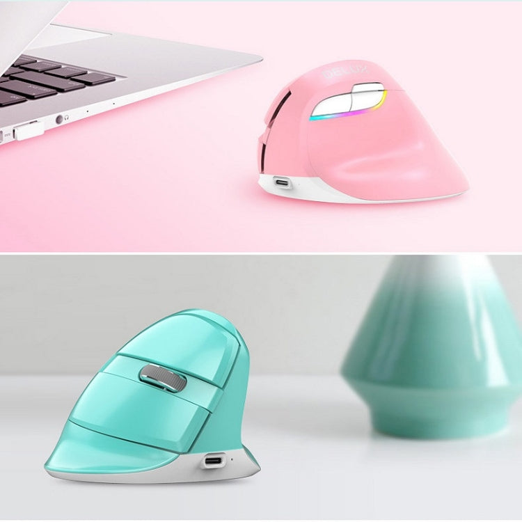 DELUX M618Mini Colorful Wireless Luminous Vertical Mouse Bluetooth Rechargeable Vertical Mouse(Cherry pink) - Wireless Mice by DELUX | Online Shopping South Africa | PMC Jewellery | Buy Now Pay Later Mobicred