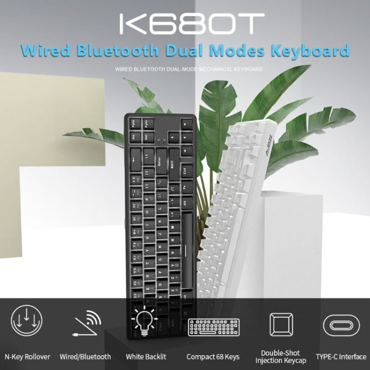 Ajazz K680T Mini USB Wired Dual-mode Charging 68-keys Laptop Bluetooth Mechanical Keyboard, Cable Length: 1.6m, Style:Tea Shaft(White) - Wired Keyboard by Ajazz | Online Shopping South Africa | PMC Jewellery | Buy Now Pay Later Mobicred