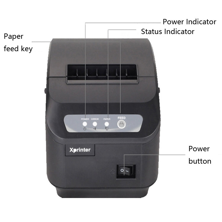 Xprinter XP-Q200II Thermal Small Receipt Printer Catering And Kitchen Receipt Printer 80mm Cutter, Interface Type:USB COM Interface(UK Plug) - Printer by Xprinter | Online Shopping South Africa | PMC Jewellery | Buy Now Pay Later Mobicred