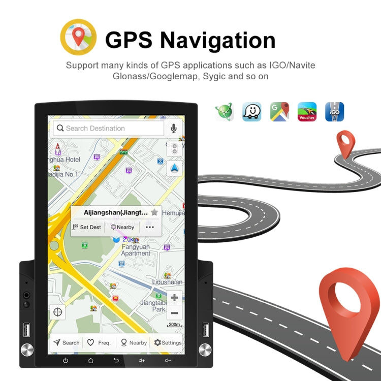 9.7 inch Vertical Screen HD 2.5D Glass Car MP5 Player Android Navigation All-in-one Machine, Specification:Standard+8 Lights Camera - free shipping - PMC TechLife - Order now!