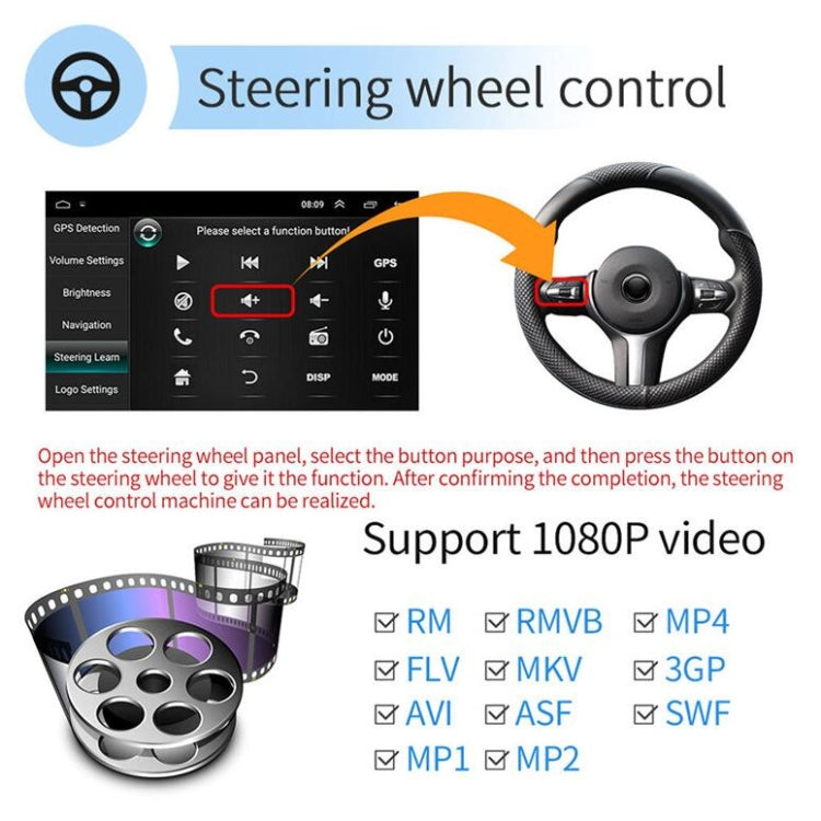 Universal Machine Android Smart Navigation Car Navigation DVD Reversing Video Integrated Machine, Size:9inch 2+16G, Specification:Standard+8 Lights Camera - Car DVD by PMC Jewellery | Online Shopping South Africa | PMC Jewellery | Buy Now Pay Later Mobicred