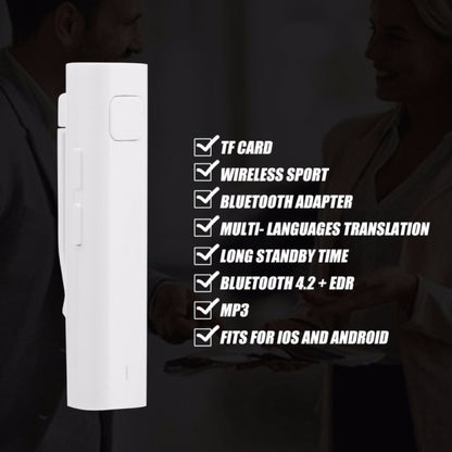 Bluetooth Receiver Smart Headphone Voice Translator 26 Multi-language Travel Business TF Card Voice Text Interpreter Earphone(White) -  by PMC Jewellery | Online Shopping South Africa | PMC Jewellery | Buy Now Pay Later Mobicred