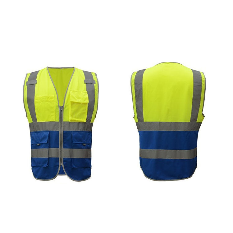 Multi-pockets Safety Vest Reflective Workwear Clothing, Size:XXL-Chest 130cm(Yellow Blue) - Reflective Safety Clothing by PMC Jewellery | Online Shopping South Africa | PMC Jewellery | Buy Now Pay Later Mobicred