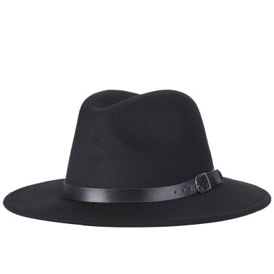 Men Fedoras Women Jazz Hat Black Woolen Blend Cap Outdoor Casual Hat(Black) - Peaked Cap by PMC Jewellery | Online Shopping South Africa | PMC Jewellery