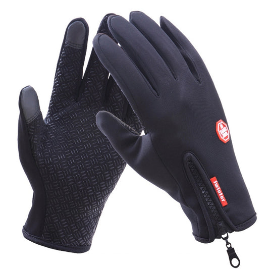 Cycling Gloves Full Finger Neoprene PU Breathable Leather Warm Winter Outdoor Sports Gloves(Black) - Full Finger Gloves by PMC Jewellery | Online Shopping South Africa | PMC Jewellery | Buy Now Pay Later Mobicred