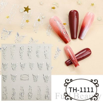 TH-1111 10pcs Frosted Transparent Back Adhesive Bronzing Smudged Nail Art Sticker - Nail Stickers by PMC Jewellery | Online Shopping South Africa | PMC Jewellery | Buy Now Pay Later Mobicred