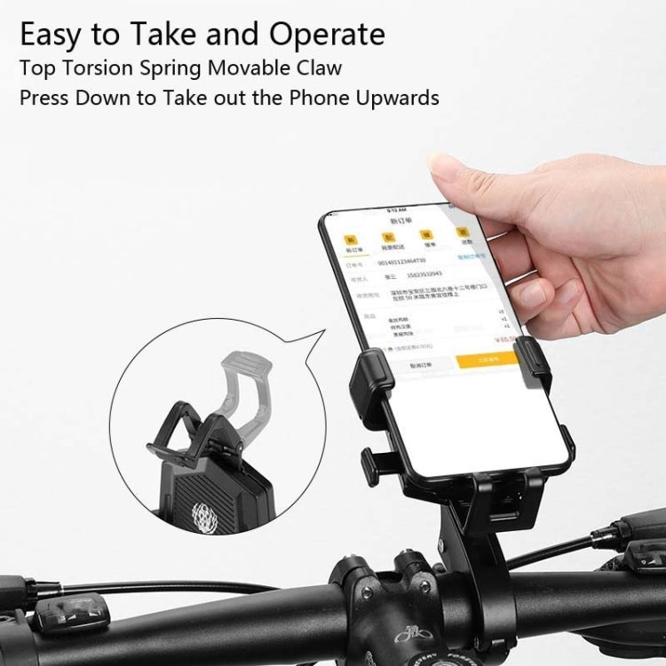 Bicycle Mobile Phone Holder Can Rotate And Adjust Fixed Aluminum Alloy Bracket Automatic Grab Bracket, Style:Handlebar Installation(Silver) - Holders by PMC Jewellery | Online Shopping South Africa | PMC Jewellery | Buy Now Pay Later Mobicred