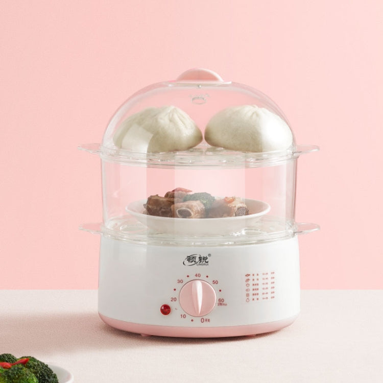 LINGRUI Timer Mini Multi-Function Egg Cooker Automatic Power Off Home Breakfast Machine, CN Plug, Specification:Double Layers(Pink) - free shipping - PMC TechLife - Order now!