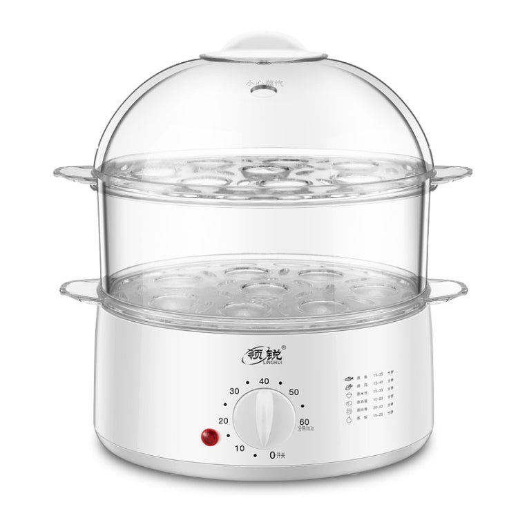 LINGRUI Timer Mini Multi-Function Egg Cooker Automatic Power Off Home Breakfast Machine, CN Plug, Specification:Double Layers(Grey) - free shipping - PMC TechLife - Order now!
