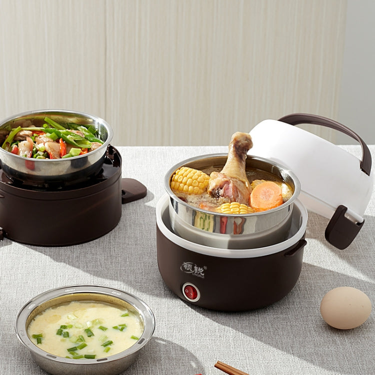 LINGRUI Multi-Function Electric Lunch Box Electric Heating Insulation Cooking Mini Rice Cooker, CN Plug, Specification:Three Layer(Purple) - free shipping - PMC TechLife - Order now!